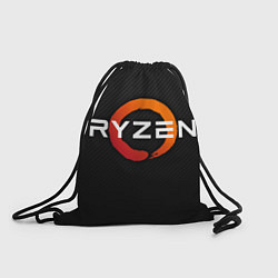 Рюкзак-мешок AMD ryzen logo carbon black, цвет: 3D-принт