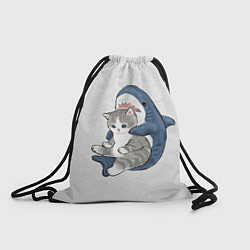 Рюкзак-мешок Котик и акула зверушки мем, цвет: 3D-принт
