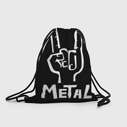 Рюкзак-мешок Мeталл коза жест на чёрном, цвет: 3D-принт