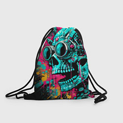 Рюкзак-мешок Cyber skull sketch - color blots, цвет: 3D-принт