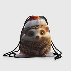 Рюкзак-мешок Новогодний ежик в шапочке, цвет: 3D-принт
