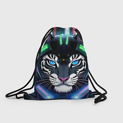 Рюкзак-мешок Яркий неоновый кибер тигр, цвет: 3D-принт