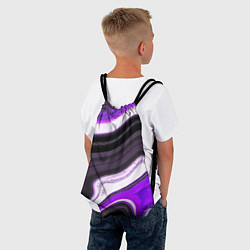 Рюкзак-мешок Волнистые горизонтальные чёрно-фиолетовые полосы н, цвет: 3D-принт — фото 2