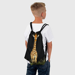Рюкзак-мешок Жираф на черном, цвет: 3D-принт — фото 2