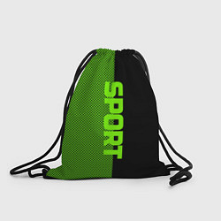 Рюкзак-мешок Sport чёрно-зелёный пополам, цвет: 3D-принт