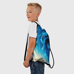 Рюкзак-мешок Бело-синее пламя из абстрактных красок, цвет: 3D-принт — фото 2