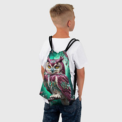 Рюкзак-мешок Волшебная сова в самоцветном лесу, цвет: 3D-принт — фото 2
