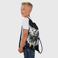 Рюкзак-мешок Белая сова на темном фоне, цвет: 3D-принт — фото 2