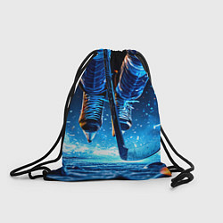 Рюкзак-мешок Хоккеист в синем пламени, цвет: 3D-принт
