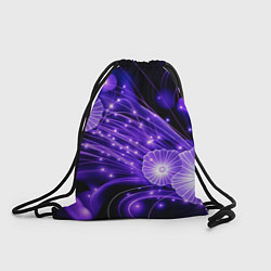 Рюкзак-мешок Силуэты цветов на темном фоне - фиолетовое свечени, цвет: 3D-принт