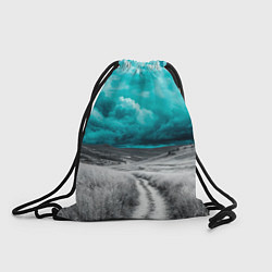 Мешок для обуви Монохромное поле и сине-зеленое небо - природный п