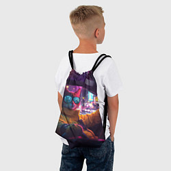 Рюкзак-мешок Киберпанк - кот за рулем авто, цвет: 3D-принт — фото 2