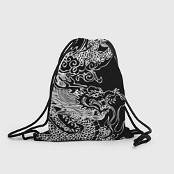 Рюкзак-мешок Белый дракон на черном, цвет: 3D-принт
