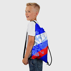 Рюкзак-мешок Герб России на фоне триколора синий, цвет: 3D-принт — фото 2
