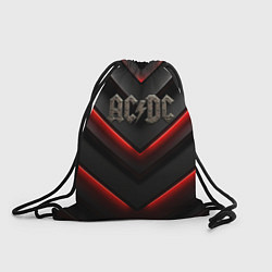 Рюкзак-мешок ACDC лого из металла на черно-красной текстуре, цвет: 3D-принт