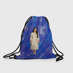 Рюкзак-мешок Lana Del Rey в белом классическом платье на синем, цвет: 3D-принт