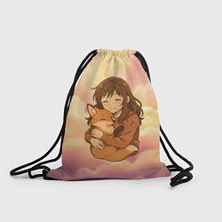 Мешок для обуви Девочка обнимает лисичку