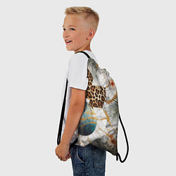 Рюкзак-мешок Мрамор с цветами и леопардовый узор, цвет: 3D-принт — фото 2