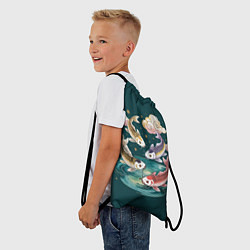 Рюкзак-мешок Рыбы в облаках над прудом, цвет: 3D-принт — фото 2