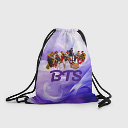 Рюкзак-мешок BTS сидят на стульях фиолетовый фон, цвет: 3D-принт