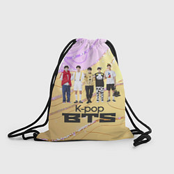 Рюкзак-мешок BTS желто-розовый фон, цвет: 3D-принт