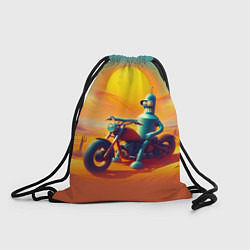 Рюкзак-мешок Робот Бендер на мотоцикле в пустыне, цвет: 3D-принт
