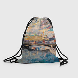 Рюкзак-мешок Зимняя Москва с абстрактным небом, цвет: 3D-принт