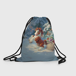 Мешок для обуви Лошадка с подарками в лесу