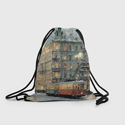 Рюкзак-мешок Трамваи в зимнем Санкт-Петербурге, цвет: 3D-принт