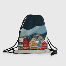 Рюкзак-мешок Новогодний городок в горах, цвет: 3D-принт