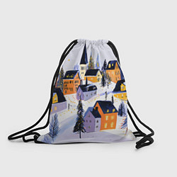 Рюкзак-мешок Новогодние домики на горе, цвет: 3D-принт