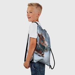 Рюкзак-мешок Маленькая лошадка в новогоднем лесу, цвет: 3D-принт — фото 2