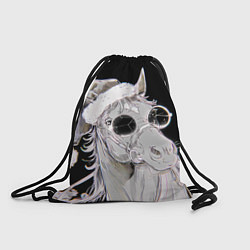 Рюкзак-мешок Новогодняя лошадь в круглых очках, цвет: 3D-принт