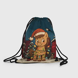 Рюкзак-мешок Лошадка в новогодней гирлянде, цвет: 3D-принт