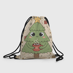 Мешок для обуви Новогодняя елочка с горячим шоколадом