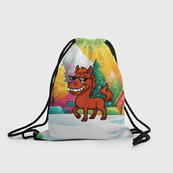 Мешок для обуви Красная лошадка в очках подмигивает 2026