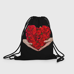Рюкзак-мешок Сердце роз в руках, цвет: 3D-принт