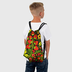 Рюкзак-мешок Хохлома: земляника, цвет: 3D-принт — фото 2
