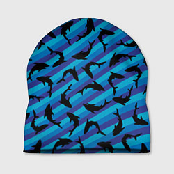 Шапка Черные акулы паттерн, цвет: 3D-принт