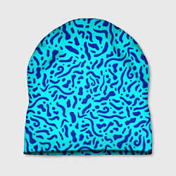 Шапка Неоновые синие узоры, цвет: 3D-принт