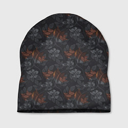 Шапка Серо-коричневый цветочный узор, цвет: 3D-принт
