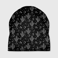 Шапка Черно белые кактусы