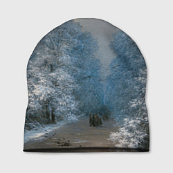 Шапка Зимний пейзаж картина маслом, цвет: 3D-принт