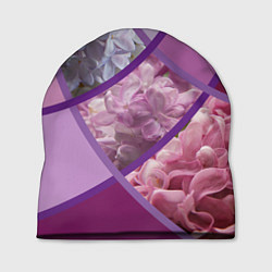 Шапка Весна Полосатый принт Сирень, цвет: 3D-принт