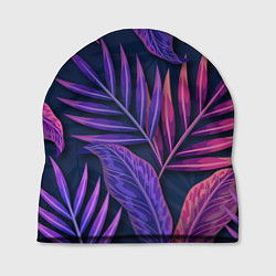 Шапка Neon Tropical plants pattern