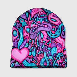 Шапка Яркая абстракция голубой и розовый фон, цвет: 3D-принт