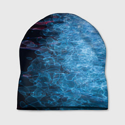 Шапка Неоновые волны на воде - Синий, цвет: 3D-принт