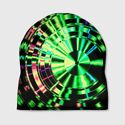 Шапка Неоновые дискообразные узоры - Зелёный, цвет: 3D-принт