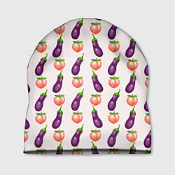 Шапка Баклажаны и персики паттерн, цвет: 3D-принт