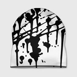 Шапка Чёрные кляксы на белом фоне - минимализм